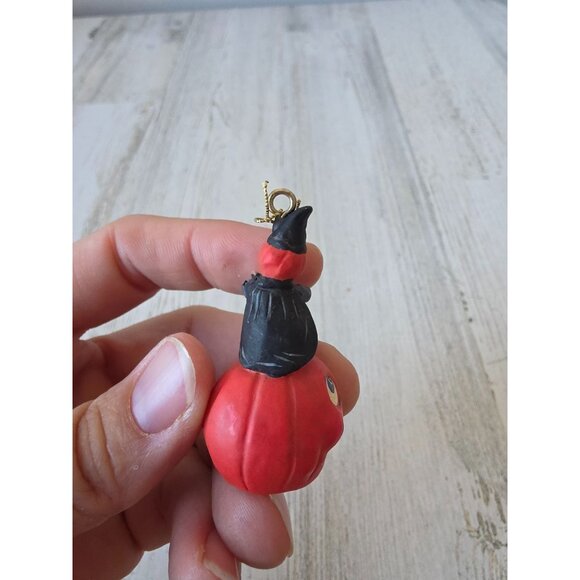 Dept 56 polliwoggs mini pumpkin witch ornament Halloween shabby chic jack-o'-lan - Picture 3 of 8